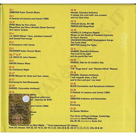 Acquista David Willcocks - The Choir Of King's College Cambridge Cambridge - Cofanetto CD a soli 63,99 € su Capitanstock 