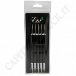 E.M Beauty - Set of 5 Tips for Marbling Double Toe Nails - Nail Punctuation Accessory - Black Professional