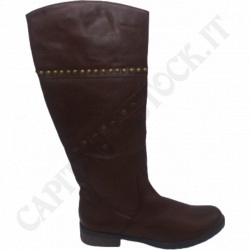 Miss Roberta - Brown Woman Boot With Ornamental Studs - Handmade Production