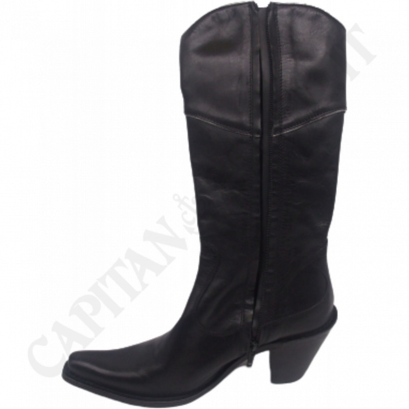 Miss Roberta - Stivale Donna Nero Stile Western -Tacco 8 cm - Produzione Artigianale