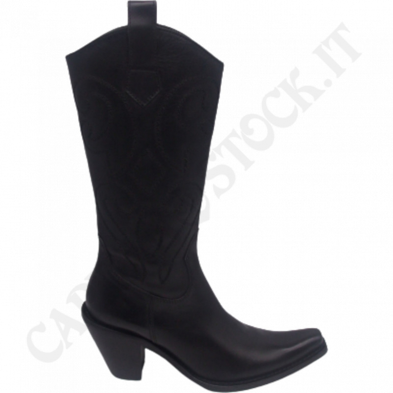 Miss Roberta - Western Style Black Woman Boot - 8 cm heel - Handmade Production