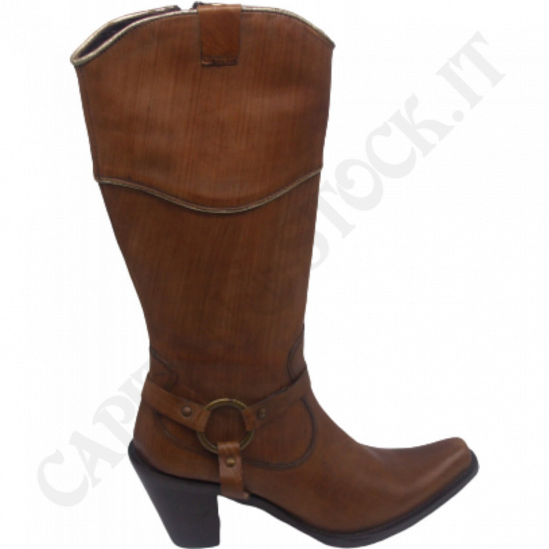 Miss Roberta - Brown Woman Boot With Ornamental Ring - 8 cm heel - Craft Production