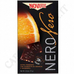 Acquista Novi - Nero Nero - Extra Fondente con Scorze di Arancia e Mandorle - 75g a soli 1,59 € su Capitanstock 