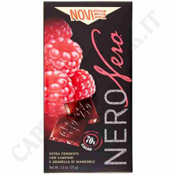 Novi - Nero Nero - Extra Fondente con Lamponi e Granella di Mandorle - 75g