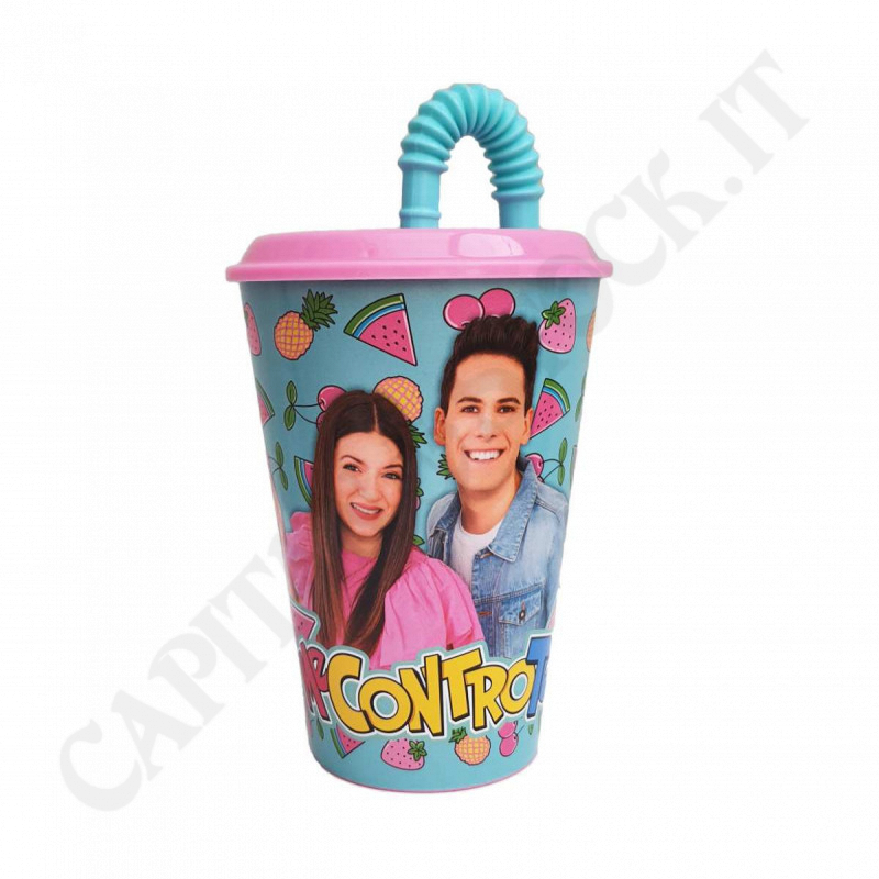 Buy Me Contro Te - Colored Glass With Drinking Straw at only €3.99 on Capitanstock