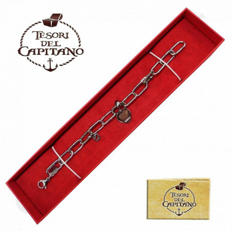 Acquista Tesori - Bracciale Donna in Acciaio con Maglia a Catena e Cuore - ID 4800 a soli 22,00 € su Capitanstock 
