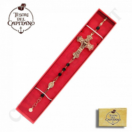 Buy Tesori - Woman Bracelet In 925 ‰ Silver Rosè With Cross and Black Quartz Type Stones - ID 4906 at only €29.00 on Capitanstock Buy Tesori - Woman Bracelet In 925 ‰ Silver Rosè With Cross and Black Quartz Type Stones - ID 4906 at only €29.00 on Capitanstock
