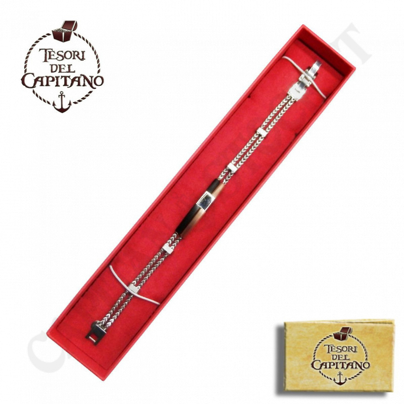 Tesori del Capitano® - Men's Steel Bracelet with Double Spike Link and Platelets - ID 4718 Tesori del Capitano® - Men's Steel Bracelet with Double Spike Link and Platelets - ID 4718