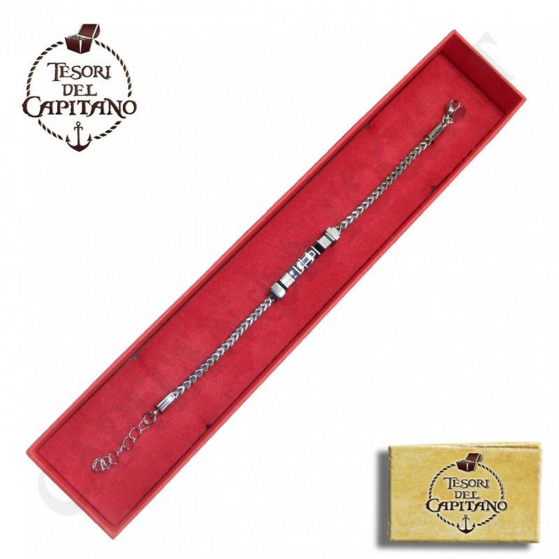 Tesori del Capitano® - Men's Steel Bracelet with Double Spike Link and Plate - ID 4736 Tesori del Capitano® - Men's Steel Bracelet with Double Spike Link and Plate - ID 4736