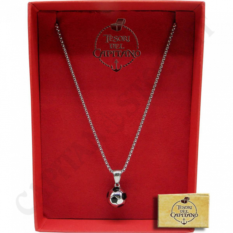 Tesori del Capitano® - Men's Steel Necklace with Soccer Ball Pendant - ID 4742 Tesori del Capitano® - Men's Steel Necklace with Soccer Ball Pendant - ID 4742