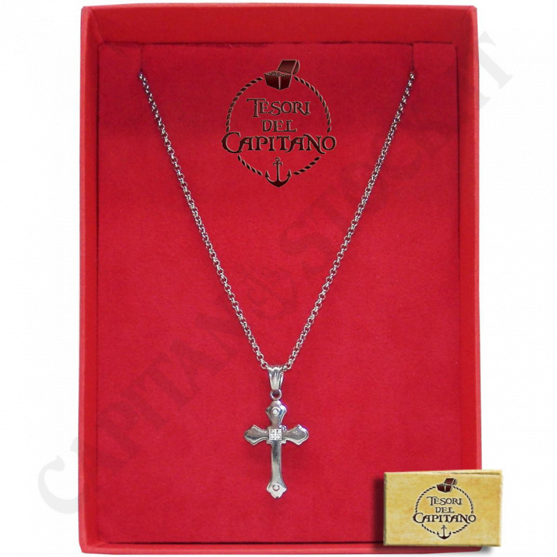 Tesori del Capitano® - Men's Steel Necklace with Crucifix Pendant - ID 4747 Tesori del Capitano® - Men's Steel Necklace with Crucifix Pendant - ID 4747