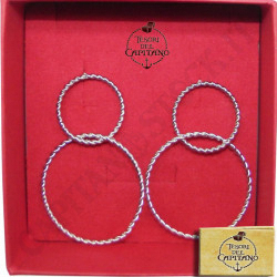 Tesori del Capitano® - Women's Double Circle Machined Steel Pendant Earrings - ID 4764