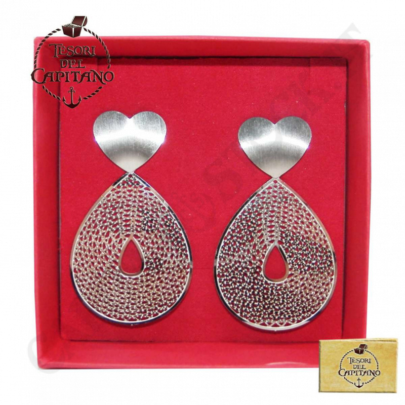 Tesori del Capitano® - Woman Earrings in Steel with Satin Heart - ID 4778