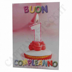 Birthday Greeting Card with Envelope - 1 Year - Baby Girl