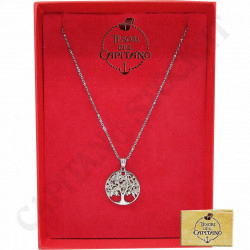 Tesori - Woman Necklace in Steel with Tree of Life and Worked Leaves - ID 4786