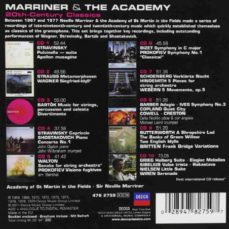 Buy Marriner & The Academy - 20TH Century Classics - 10 CD box set at only €80.10 on Capitanstock