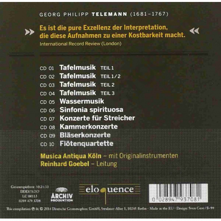 Acquista Georg Philipp Telemann - Tafelmusik Wassermusik Konzerte - Cofanetto - 10 CD a soli 19,71 € su Capitanstock 