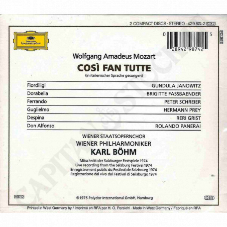 Acquista Mozart - Cosi Fan Tutte - Karl Bohm - 2 CD a soli 14,50 € su Capitanstock 