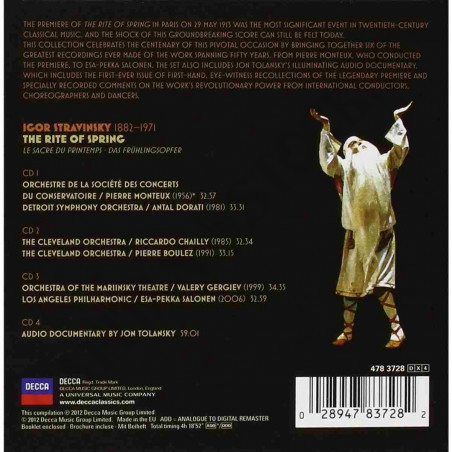 Buy Stravinsky - La Sacre Du Printemps 100 th Anniversary - 4 CD box set at only €17.01 on Capitanstock