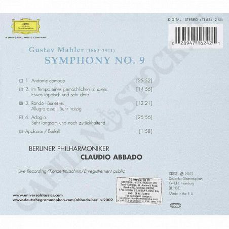 Buy Mahler - Symphony NO. 9 - Berliner Philharmoniker - Claudio Abbado - CD at only €9.45 on Capitanstock