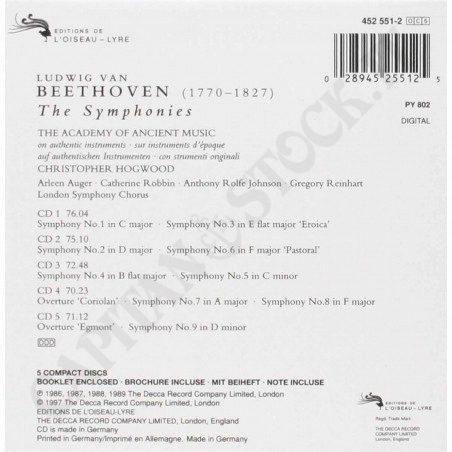 Buy Beethoven - The Symphonies - Christopher Hogwood - Box set - 5CD at only €17.10 on Capitanstock