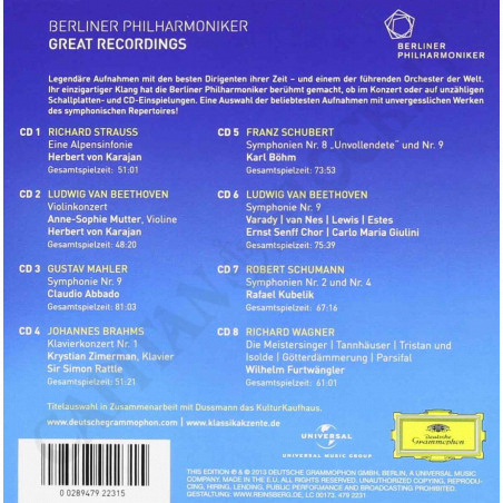 Acquista Berliner Philharmoniker - Great Recordings - 8CD a soli 17,00 € su Capitanstock 