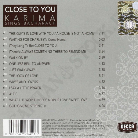 Buy Karima - Close To You - Sings Bacharach CD at only €4.90 on Capitanstock