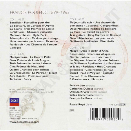 Acquista Francis Poulenc - Melodies - 4CD a soli 29,00 € su Capitanstock 
