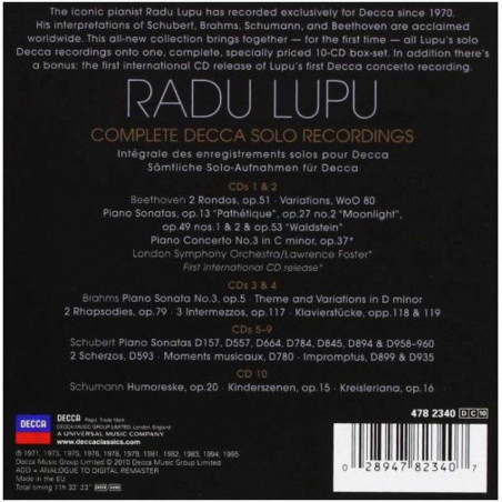 Acquista Radu Lupu - Complete Decca Solo Recordings - 10 CD a soli 28,71 € su Capitanstock 