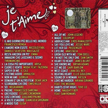 Acquista Je T'Aime 2015 - 2 CD a soli 3,99 € su Capitanstock 
