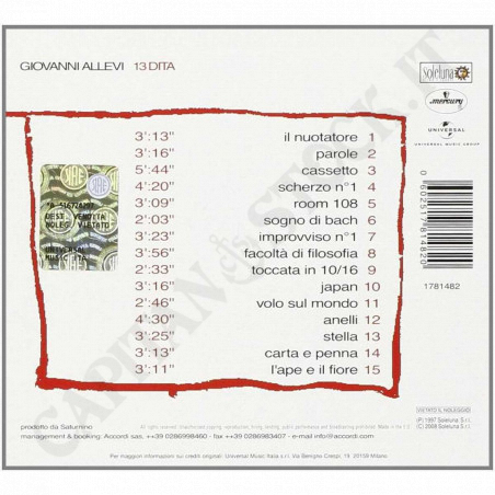 Acquista Giovanni Allevi - 13 Dita - CD a soli 8,00 € su Capitanstock 