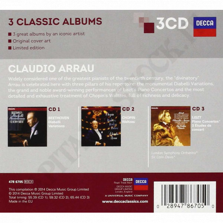 Buy Claudio Arrau - 3 Classic Album - Limited Edition - 3 CDs at only €8.83 on Capitanstock