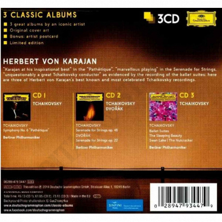 Buy Herbert Von Karajan 3 Classic Album Tchaikovsky /Dvorak 3 CD - small imperfections at only €7.20 on Capitanstock