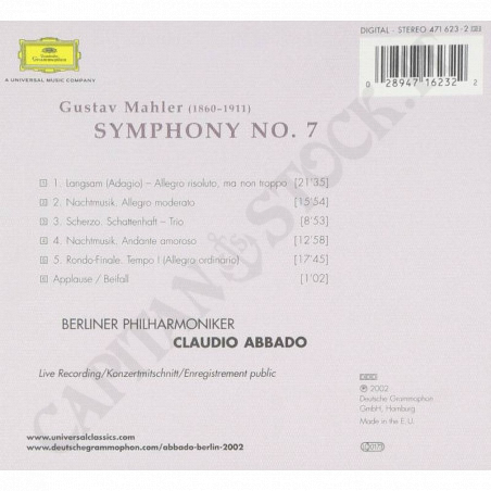 Acquista Mahler - Symphony NO. 7 - Berliner Philharmoniker - Claudio Abbado - CD a soli 6,90 € su Capitanstock 