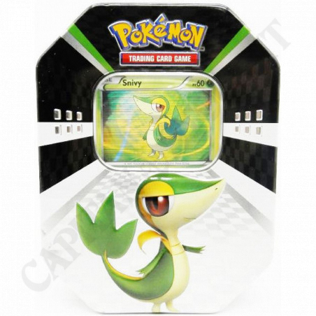 Acquista Pokémon Snivy PV 60 Tin Box con Carta Rara e Singola Bustina Nero e Bianco a soli 22,50 € su Capitanstock  Acquista Pokémon Snivy PV 60 Tin Box con Carta Rara e Singola Bustina Nero e Bianco a soli 22,50 € su Capitanstock