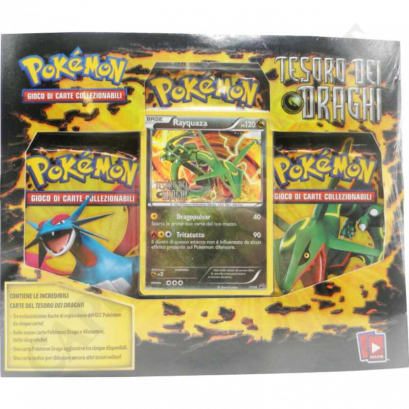 Pokémon Set Treasure Of Dragons Rayquaza PV 120 - 3 Packets + Rare Card IT