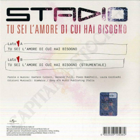 Buy Stadio Tu Sei L'Amore di cui hai Bisogno Vinyl - 45 Turns at only €9.50 on Capitanstock