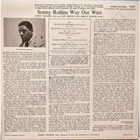 Acquista Sonny Rollins Way Out West In Stereo Deluxe Edition a soli 79,00 € su Capitanstock 