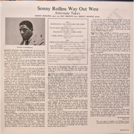 Acquista Sonny Rollins Way Out West In Stereo Deluxe Edition a soli 79,00 € su Capitanstock 