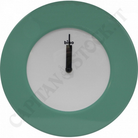 Buy Wall Clock Bino Round Metal Frame Aqua Green White Interior at only €5.71 on Capitanstock
