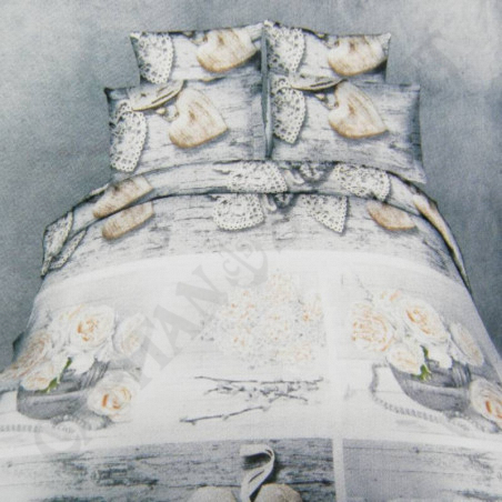 Buy Single Double Face Duvet Cover + 1 Pillowcase TR CornflowerWhite Roses at only €6.31 on Capitanstock