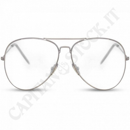Acquista Occhiali da Lettura Lente Pilota Montatura Argento Metallizzato con Custodia a soli 5,90 € su Capitanstock 