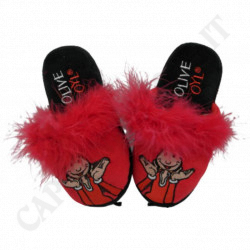 Olivia Oyl Red Fur Slippers