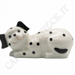 White Porcelain Candle Holder Dog With Black Spots