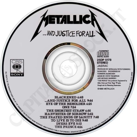 Acquista Metallica And Justice For All CD a soli 11,90 € su Capitanstock 