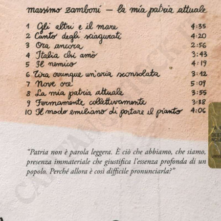 Buy Massimo Zamboni La Mia Patria Attuale CD at only €13.99 on Capitanstock