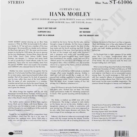 Acquista Hank Mobley Curtain Call Featuring Kenny Dorham & Sonny Clark - Vinile a soli 26,50 € su Capitanstock 