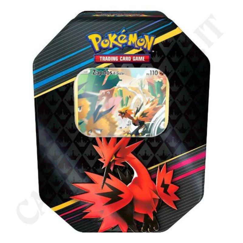 Pokémon Spada e Scudo Zenit Regale Tin Zapdos di Galar PS 110 IT Pokémon Spada e Scudo Zenit Regale Tin Zapdos di Galar PS 110 IT