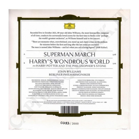 Buy John Williams Berliner Philharmoniker Superman March - Harry's Wondrous World Vinyl 45 rpm Numbered Edition at only €14.99 on Capitanstock