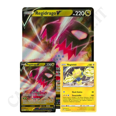 Acquista Pokémon Regidrago V PS 220 Carta Promozionale Gigante + Carta Regieleki V PS120 + Carta Regidrago PS 220 - IT a soli 8,99 € su Capitanstock 